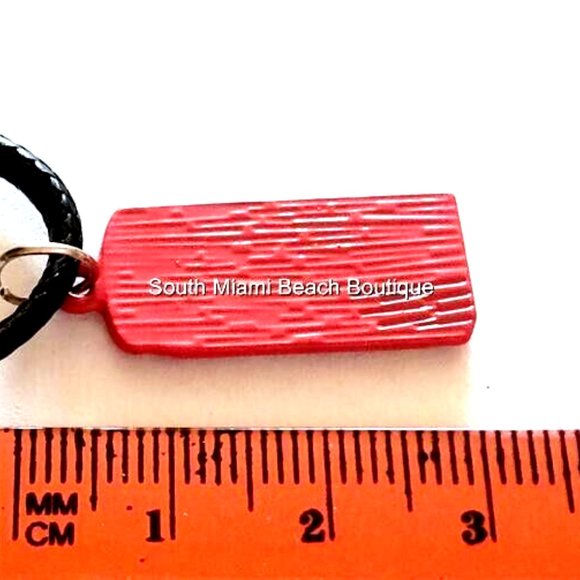 London England UK Phone Booth Box Necklace Red Charm Black Cord Enamel Britain - Picture 7 of 7